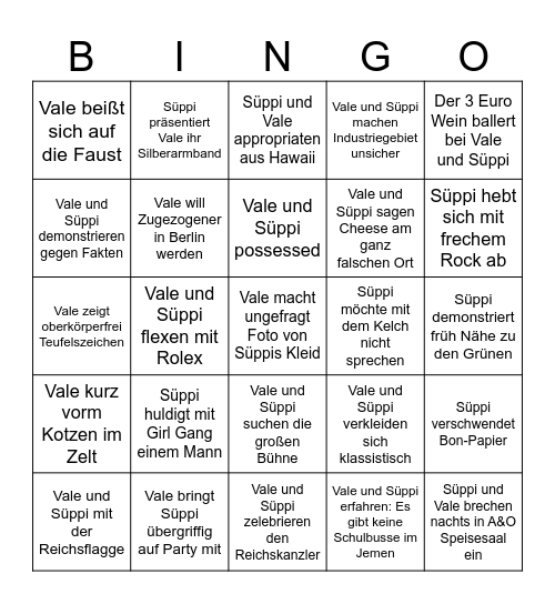 Cancel-Bingo mit Süppi und Vale Bingo Card