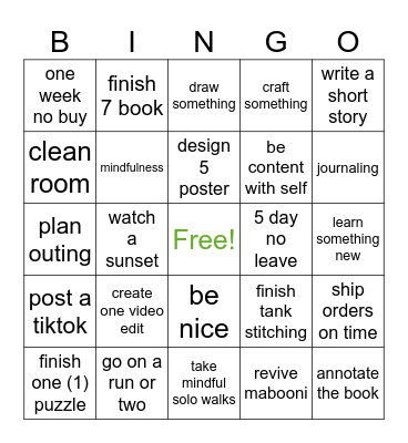 summer 2026 bingo Card