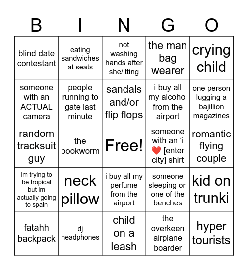 airport…👅👅 Bingo Card