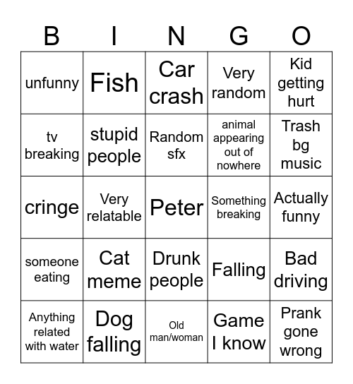 Unsusal meme bingo Card
