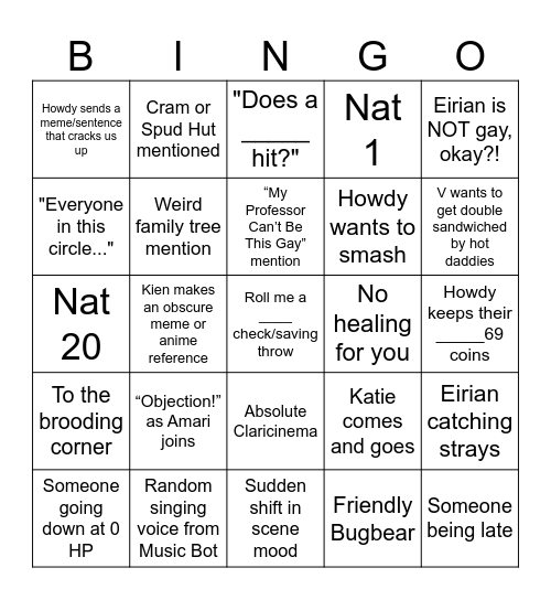 DnD Bingo Card