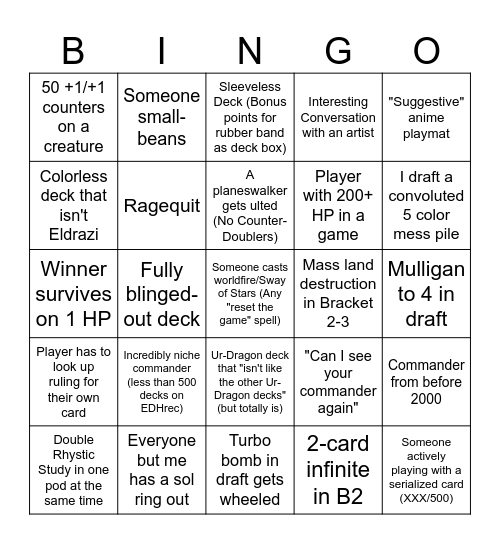 CommandFest Bingo Card