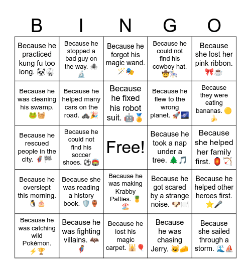 B16 L14 Because she sailed through a storm. 🌊⛵ Bingo Card