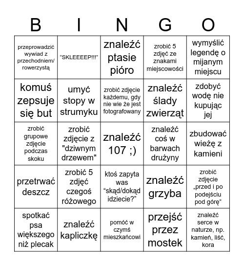 RAJDOWE BINGO WYZWAŃ Bingo Card