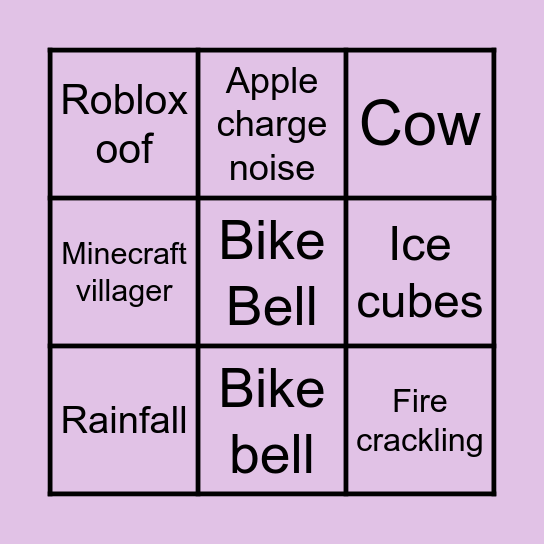 Sound Bingo Card