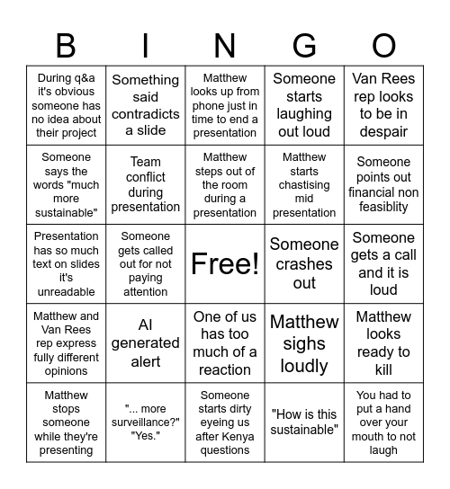 Seide Bingo Card
