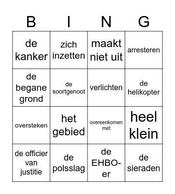 Havo 4 WL A-G Bingo Card