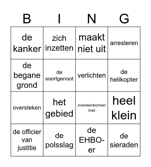 Havo 4 WL A-G Bingo Card