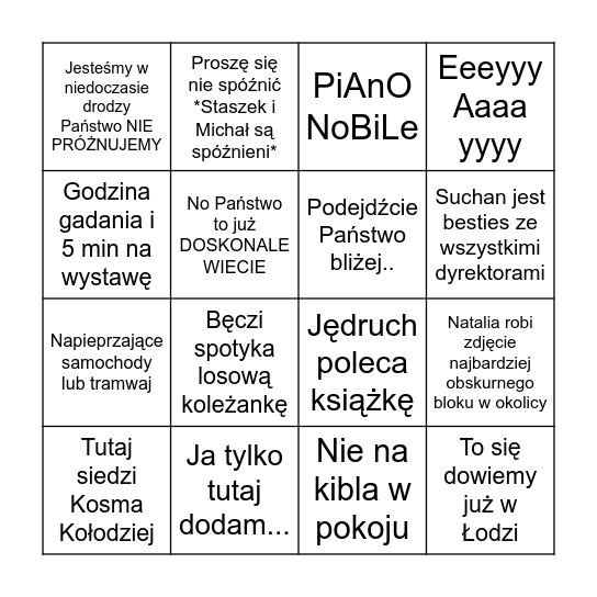 Objazd Wwa-Łódź Bingo Card