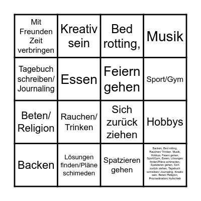 Was tun, wenn es stressig wird? Bingo Card