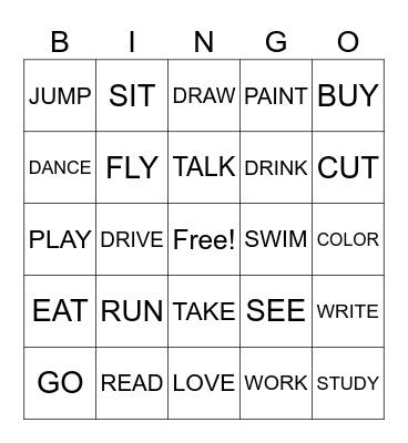ENGLISH VERBS 1 Bingo Card