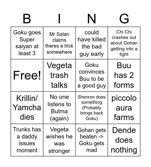 Buungo Bingo Card