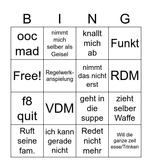 Hände Hoch CHALLANGE Bingo Card