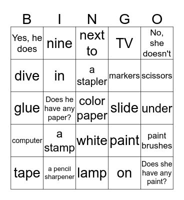 Unit 3 and 4  Bingo Card