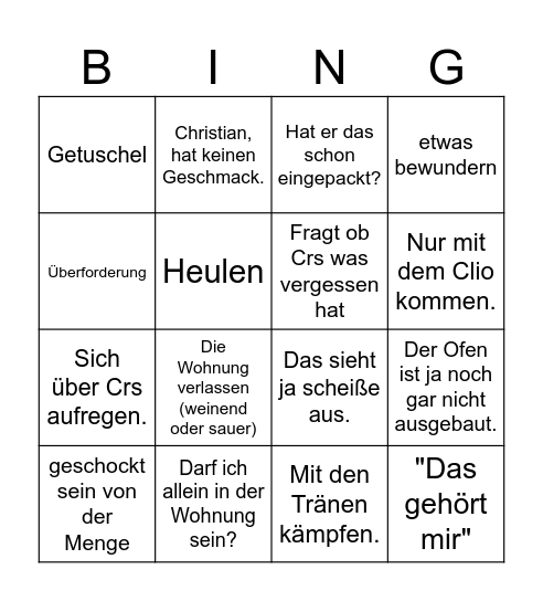 Anna Umzug Bingo Card