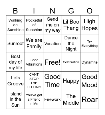 End of Summer/HELLO SUMMER Bingo Card