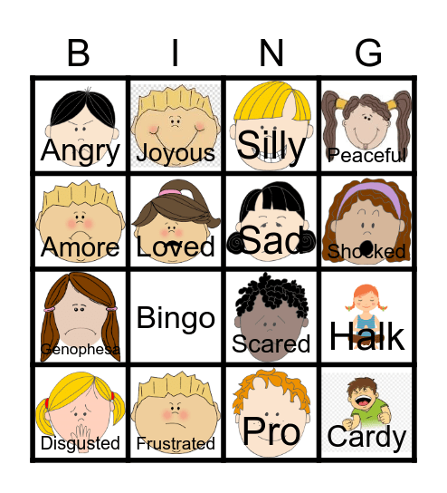 Emotion Bingo with Music Bingo Card