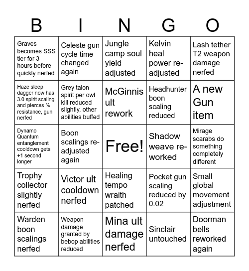 Patch Bingo Card