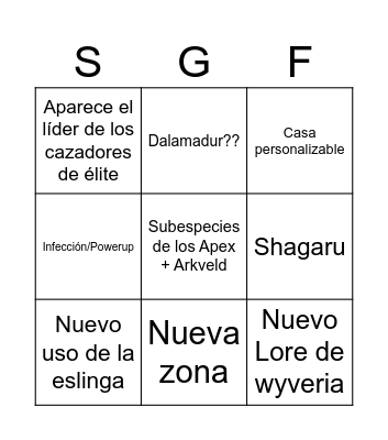 Summer Game Fest MH Bingo Card