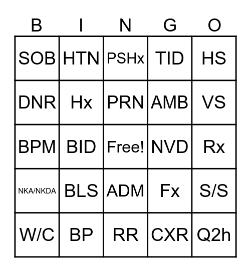 Untitled Bingo Card