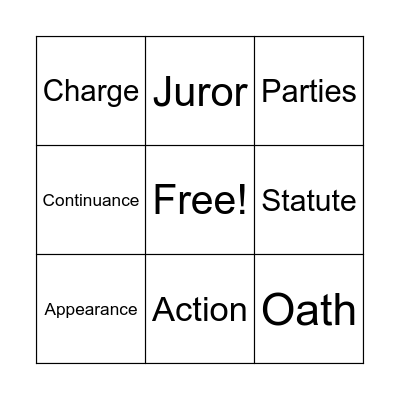 Courtroom Bingo Card
