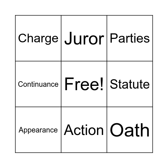 Courtroom Bingo Card