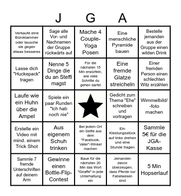JGA Bingo Card