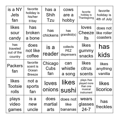 Get to Know Your Teammates Bingo Card
