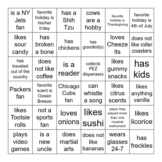 Get to Know Your Teammates Bingo Card