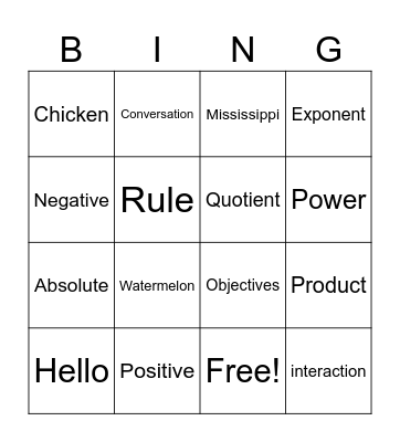 Dylan's Bingo Card