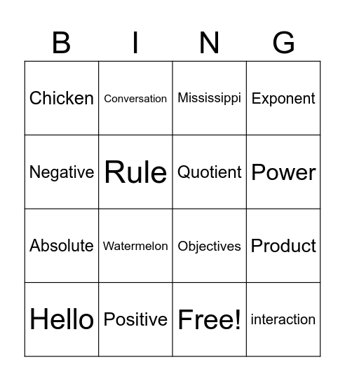Dylan's Bingo Card