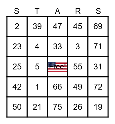 Memorial Day Bingo Card
