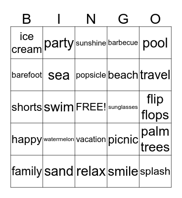 Summer Break!! Bingo Card