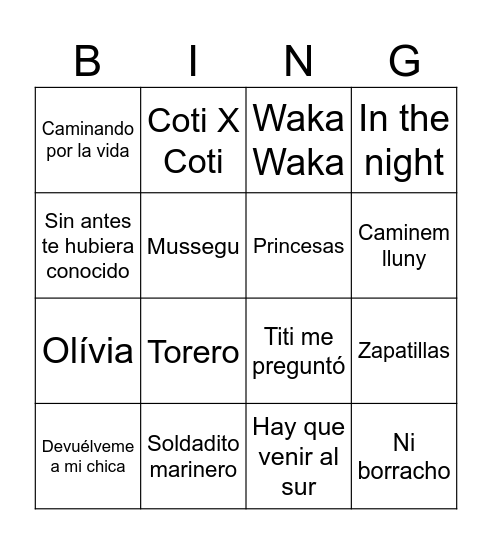 Untitled Bingo Card