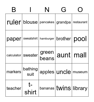 End of Year Review Bingo Card