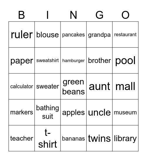 End of Year Review Bingo Card
