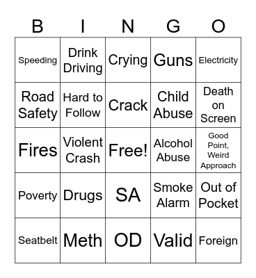 PSAs Bingo Card