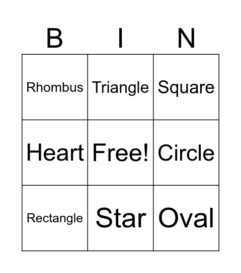 Shapes Bingo Card
