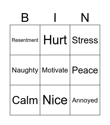 Feelings Bingo Card