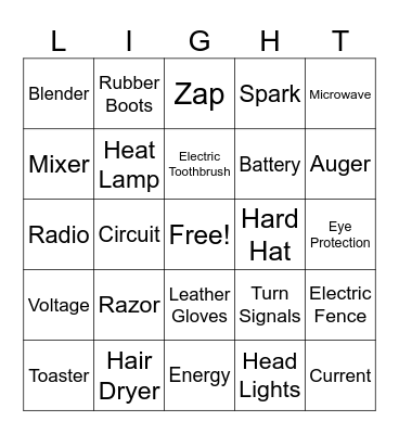 ELECTRIC BINGO Card