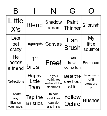 Bob Ross Bingo Card