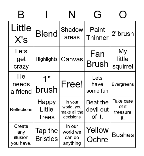 Bob Ross Bingo Card