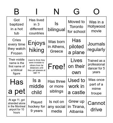 Calvary YA Summer Kick Off Bingo Card