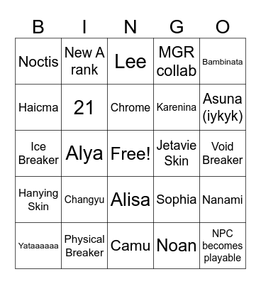 PGR 2026 Anni livestream bingo Card