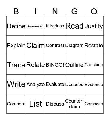 Vocabulary Bingo Card