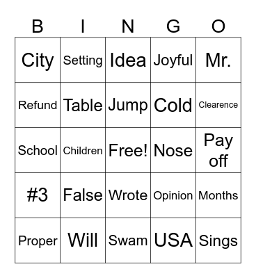 GED: Review-Game 2 Bingo Card