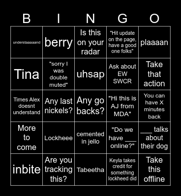 CP22 Meeting Bingo Card