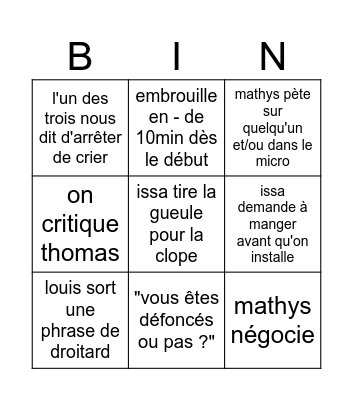 ADMC Bingo Card
