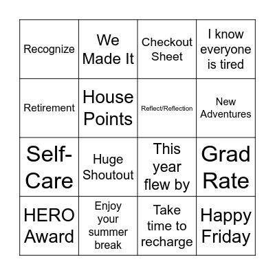 Buzz Word Bingo Card