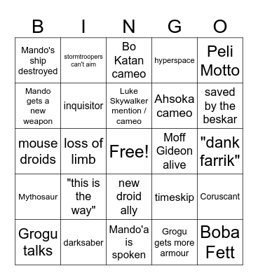 Mando & Grogu Birthday Bananza Bingo Card
